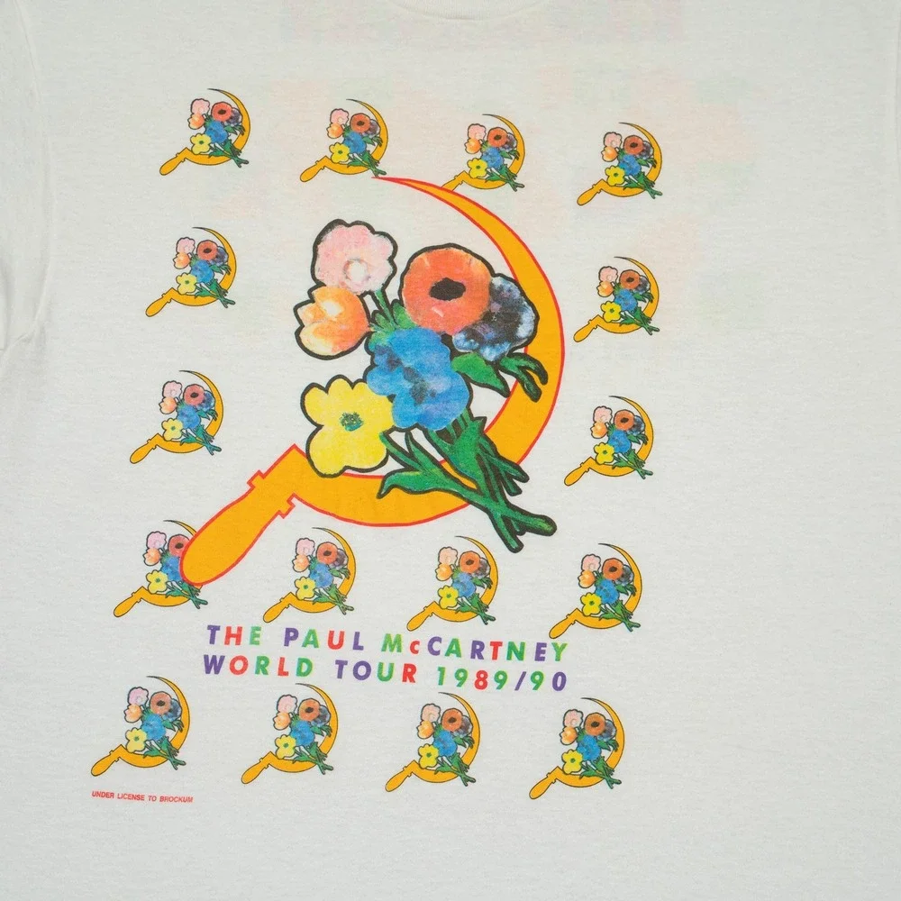 Vintage Paul McCartney 89 90 Tour T Shirt Mens XL Flower Sickle Single Brockum